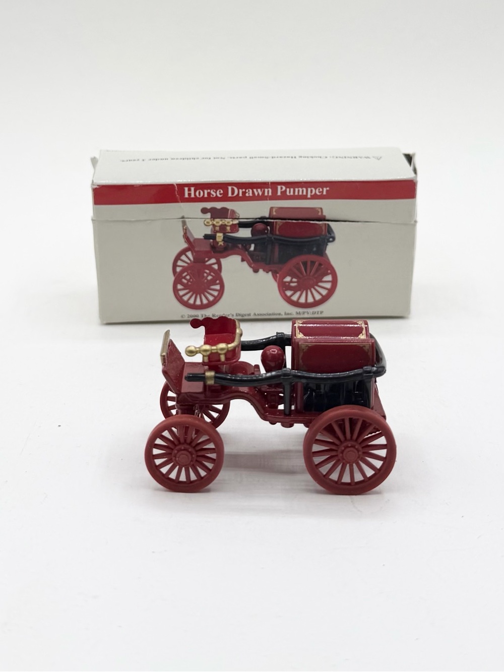 READERS DIGEST HORSE DRAWN PUMPER FIRE ENGINE VINTAGE 2000 Red Black